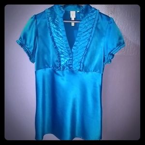 Teal Blue short sleeve blouse